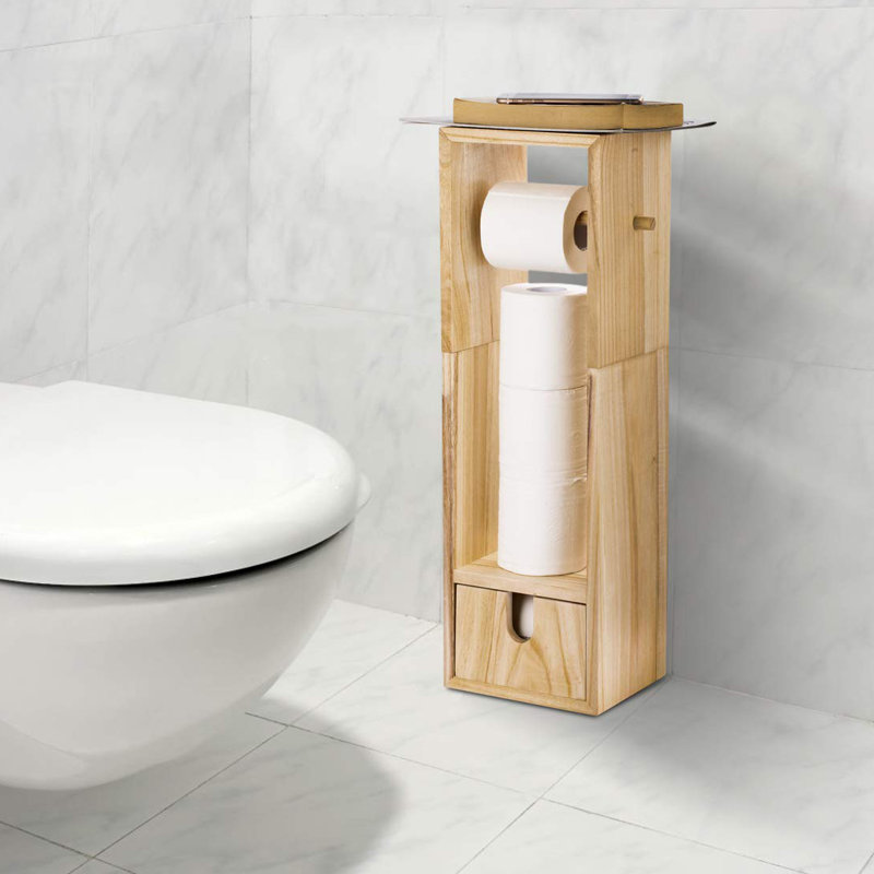 Haitral Freestanding Toilet Paper Holder with Storage And Drawer & Reviews Wayfair